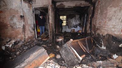 Two fire tenders, one from Chotta Shimla and one from the Mall Road were dispatched to the spot in Shimla town. It took firefighters one-and-a-half hours to douse the house fire, which charred a man to death. (Deepak Sansta / HT)