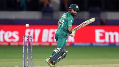 Pakistan's Mohammad Rizwan plays a shot during the 2nd semi-final of ICC Men's T20 World Cup match between Australia and Pakistan, at Dubai International Cricket Stadium in Dubai on Thursday (ANI) Pakistan's Mohammad Rizwan plays a shot during the 2nd semi-final of ICC Men's T20 World Cup match between Australia and Pakistan, at Dubai International Cricket Stadium in Dubai on Thursday (ANI)