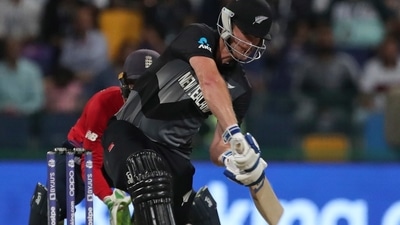 New Zealand's Jimmy Neesham hits a boundary during the Cricket Twenty20 World Cup semi-final match between England and New Zealand in Abu Dhabi, UAE, Wednesday, Nov. 10, 2021. (AP) New Zealand's Jimmy Neesham hits a boundary during the Cricket Twenty20 World Cup semi-final match between England and New Zealand in Abu Dhabi, UAE, Wednesday, Nov. 10, 2021. (AP)