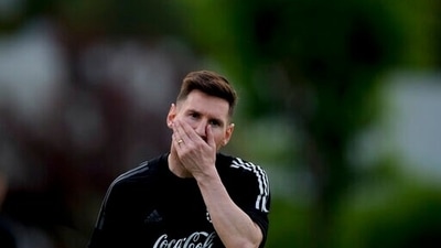 Argentina's Lionel Messi attends a team training session ahead of a FIFA World Cup Qatar 2022 qualifier match against Uruguay in Buenos Aires, Argentina, Tuesday, Nov. 9, 2021. (AP) Argentina's Lionel Messi attends a team training session ahead of a FIFA World Cup Qatar 2022 qualifier match against Uruguay in Buenos Aires, Argentina, Tuesday, Nov. 9, 2021. (AP)