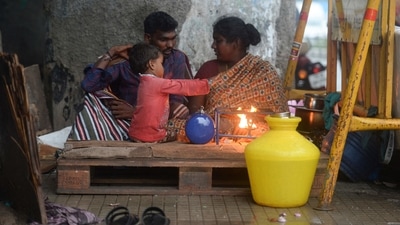 A homeless family shelters under a bridge during a heavy monsoon rainfall in Chennai on November 10. 11 National Disaster Response Force (NDRF) and 7 State Disaster Response Force (SDRF) teams have been deployed in Tamil Nadu as of now, informed Tamil Nadu Revenue and Disaster Management Minister KKSSR Ramachandran (AFP) A homeless family shelters under a bridge during a heavy monsoon rainfall in Chennai on November 10. 11 National Disaster Response Force (NDRF) and 7 State Disaster Response Force (SDRF) teams have been deployed in Tamil Nadu as of now, informed Tamil Nadu Revenue and Disaster Management Minister KKSSR Ramachandran (AFP)