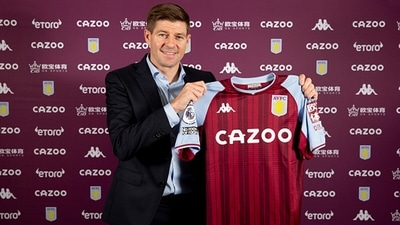 Here's presenting Aston Villa's new manager, Steven Gerrard.&nbsp; (Getty)