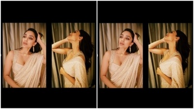 Sobhita paired the saree with a midriff-baring sleeveless blouse, embroidered in zari. (Instagram/@sobhitad)