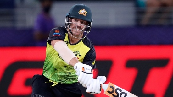 Dubai : Australia's David Warner bats during the Cricket Twenty20 World Cup semi-final match between Pakistan and Australia in Dubai, UAE, Thursday, Nov. 11, 2021. AP/PTI(AP11_11_2021_000259B)(AP)