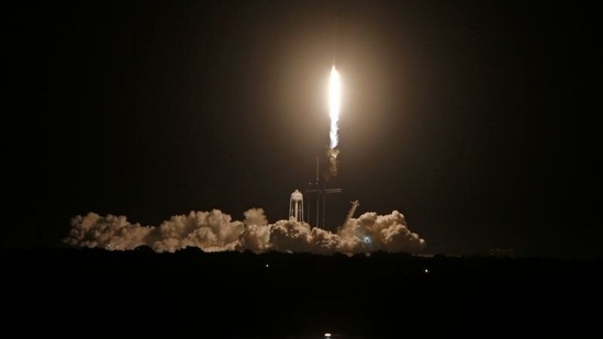 A SpaceX Falcon 9 rocket, with the Crew Dragon capsule, is launched carrying three NASA and one ESA astronauts on a mission to the International Space Station at the Kennedy Space Center in Cape Canaveral, Florida, US.&nbsp;(File Photo / REUTERS)