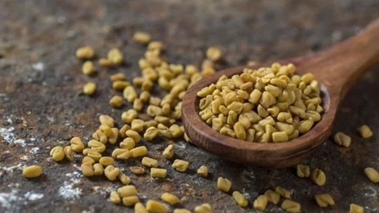 Fenugreek seeds contain 45% fibre and fibre slows down the process of carb and fat absorption in the body, keeping you fuller for a longer time. "You can directly chew one teaspoon of these seeds twice a day or soak 1 teaspoon of the seeds in a glass of water overnight and drink it in the morning," says Menon.(Pinterest)