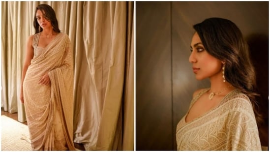 Sobhita Dhulipala, who is currently awaiting the release of her upcoming Malayalam film Kurup, is busy doing the promotions in full swing. In shades of ivory white, Sobhita decked up in the six yards of grace, on Wednesday, and made our hearts skip a beat.(Instagram/@sobhitad)