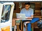 US journalist Danny Fenster works out of his van that he made into a home/office in Detroit in 2018. (File Photo / AP) US journalist Danny Fenster works out of his van that he made into a home/office in Detroit in 2018. (File Photo / AP)