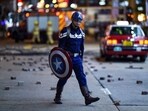 Ma Chun-man was known locally as Captain America 2.0 for the Marvel character he’d sometimes dressed as while protesting. (Mohd Rasfan / AFP)