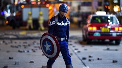 Ma Chun-man was known locally as Captain America 2.0 for the Marvel character he’d sometimes dressed as while protesting. (Mohd Rasfan / AFP) Ma Chun-man was known locally as Captain America 2.0 for the Marvel character he’d sometimes dressed as while protesting. (Mohd Rasfan / AFP)