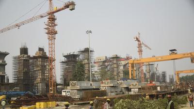 A representational image of a construction site. NBCC (India) Limited has been slapped with a  ₹5 lakh fine for violating dust-control norms at a site (unrelated to the picture) in New Delhi. (HT/File)