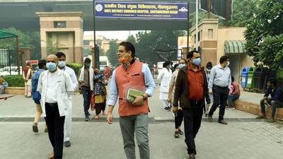 Noida, India - November 12, 2021: A team from the National Health Mission 'Kayakalp' initiative conducted an audit at the district hospital in Sector 30, in Noida, India, on Friday, November 12, 2021. (Photo by Sunil Ghosh / Hindustan Times) Noida, India - November 12, 2021: A team from the National Health Mission 'Kayakalp' initiative conducted an audit at the district hospital in Sector 30, in Noida, India, on Friday, November 12, 2021. (Photo by Sunil Ghosh / Hindustan Times)