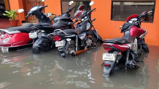 The heavy rainfall covered almost the entire city under sheets of water including downtown Mylapore and heavily inundated several parts of neighbourhoods including Velachery.(ANI)