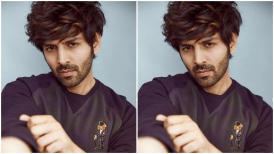 Styled by Milan Kepchaki, Kartik wore his coloured short hair in a messy look.(Instagram/@kartikaaryan)