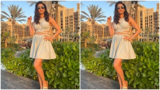 Karishma wore her tresses open in wavy curls and stepped out in minimal makeup.(Instagram/@karishmaktanna)