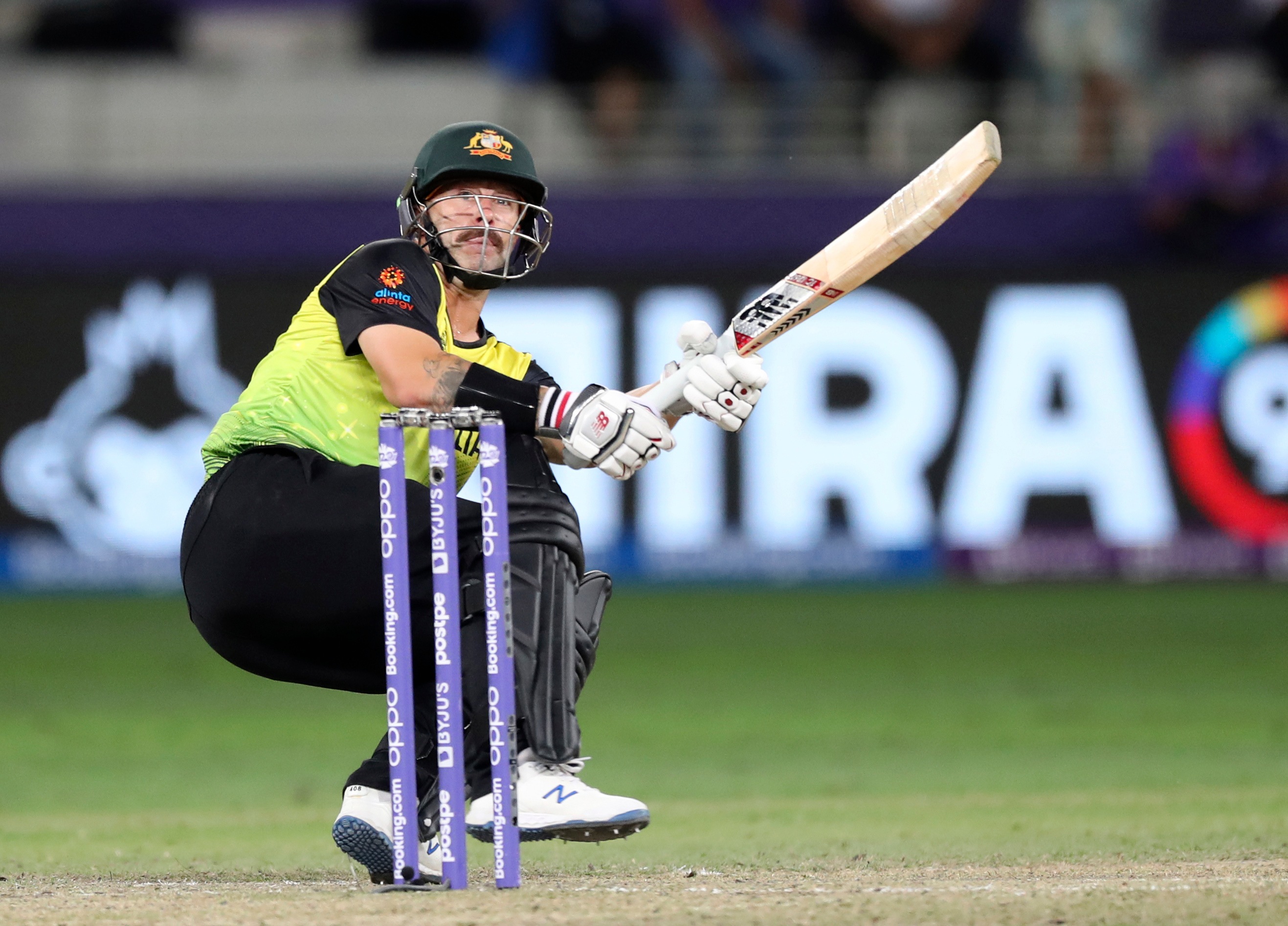 Australia's Matthew Wade bats during the Cricket Twenty20 World Cup semi-final match between Pakistan and Australia in Dubai, UAE, Thursday, Nov. 11, 2021. (AP) Australia's Matthew Wade bats during the Cricket Twenty20 World Cup semi-final match between Pakistan and Australia in Dubai, UAE, Thursday, Nov. 11, 2021. (AP)