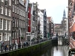 An empty street is seen during lockdown in Amsterdam, Netherlands