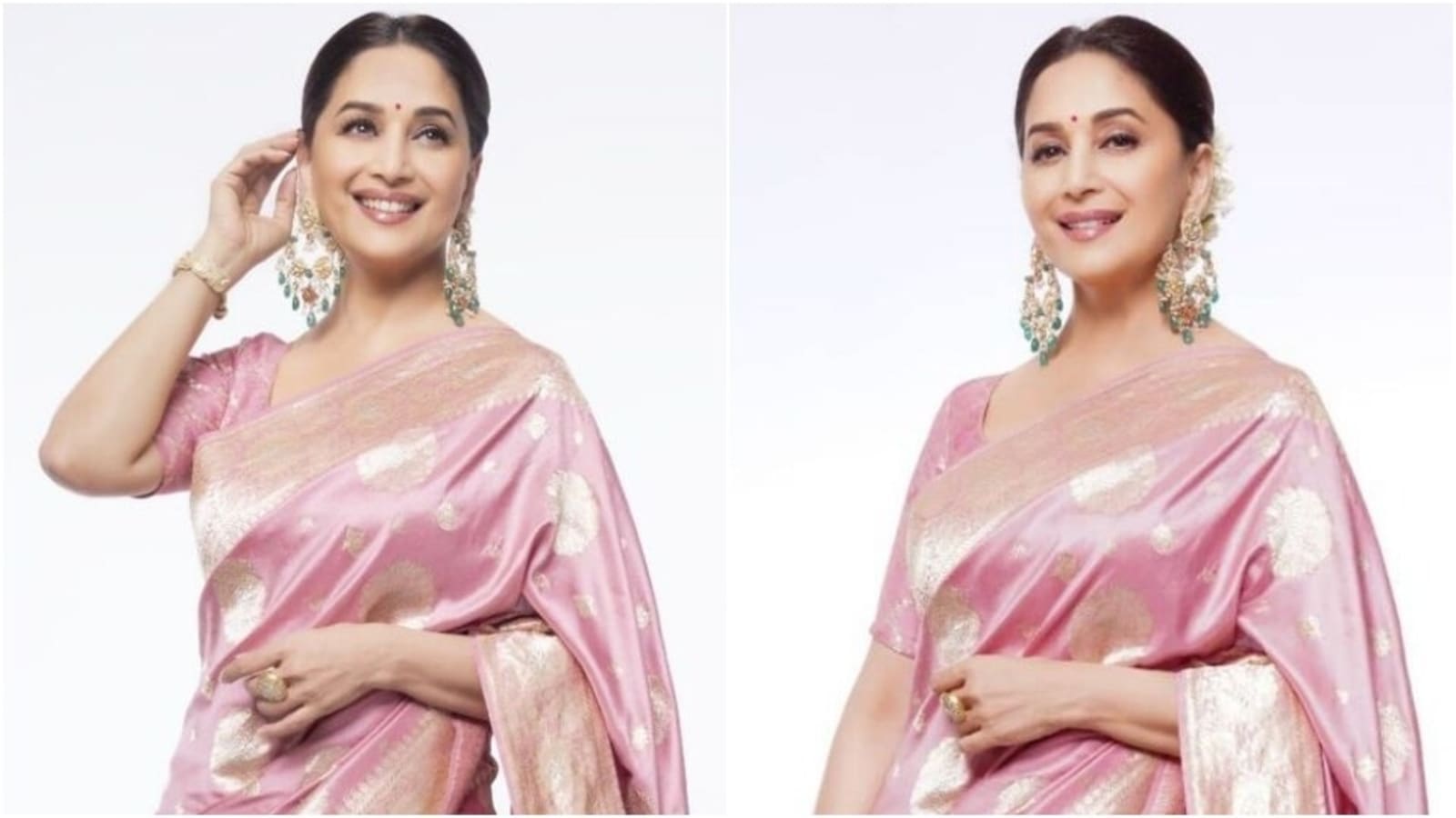 Madhuri Dixit looks magical in most beautiful ₹90k pink silk saree for new  shoot: All pics | Fashion Trends - Hindustan Times