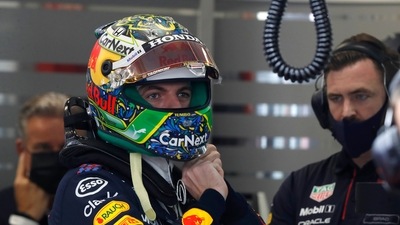Red Bull driver Max Verstappen, of the Netherlands, adjusts his helmet during a qualifying session at the Interlagos race track in Sao Paulo, Brazil, Friday, Nov. 12, 2021. The Brazilian Formula One Grand Prix will take place on Sunday. (AP) Red Bull driver Max Verstappen, of the Netherlands, adjusts his helmet during a qualifying session at the Interlagos race track in Sao Paulo, Brazil, Friday, Nov. 12, 2021. The Brazilian Formula One Grand Prix will take place on Sunday. (AP)