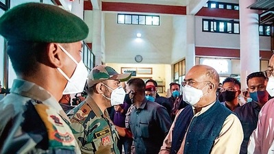 State chief minister N Biren Singh said security forces had launched a hunt for the militants and would be brought to justice. (HT PHOTO) State chief minister N Biren Singh said security forces had launched a hunt for the militants and would be brought to justice. (HT PHOTO)