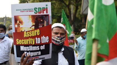 Reports of vandalisation began doing the rounds on social media following which Tripura Police released a statement. (PTI Photo/Ravi Choudhary) (PTI) Reports of vandalisation began doing the rounds on social media following which Tripura Police released a statement. (PTI Photo/Ravi Choudhary) (PTI)
