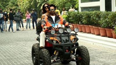 Ayushmann and Vaani went for a ride on an all-terrain vehicle (ATV). Ayushmann and Vaani went for a ride on an all-terrain vehicle (ATV).