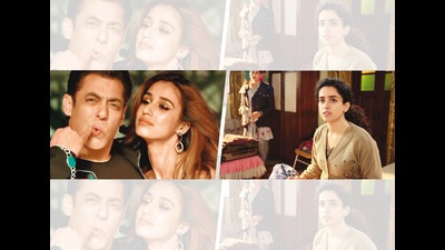 Even though Bollywood now has films with female protagonists like Pagglait (right), movies with toxic masculinity like Radhe (left) are still being made Even though Bollywood now has films with female protagonists like Pagglait (right), movies with toxic masculinity like Radhe (left) are still being made