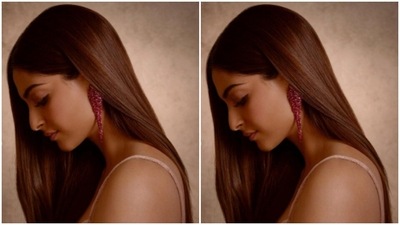 Sonam accessorised her look for the day in statement red earrings from the house of Boghossian Jewels (Instagram/@sonamkapoor) Sonam accessorised her look for the day in statement red earrings from the house of Boghossian Jewels (Instagram/@sonamkapoor)