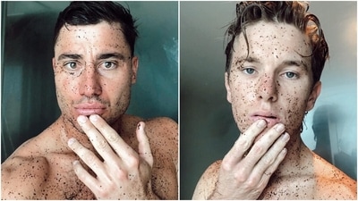 Coffee on their face, Marcus Stoinis and Adam Zampa strike a pose. (Instagram) Coffee on their face, Marcus Stoinis and Adam Zampa strike a pose. (Instagram)