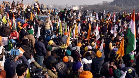 Farmers protest against farm laws during tractor rally on 72nd Republic Day at Singhu Border in New Delhi. (ANI file photo)
