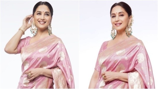 Madhuri Dixit looks magical in most beautiful <span class='webrupee'>₹</span>90k pink silk saree for new shoot: All pics