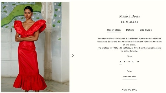 The dress adorned by Yami in the pictures, is priced at ₹39,000 in Malie’s official website.(https://www.malieofficial.com/)