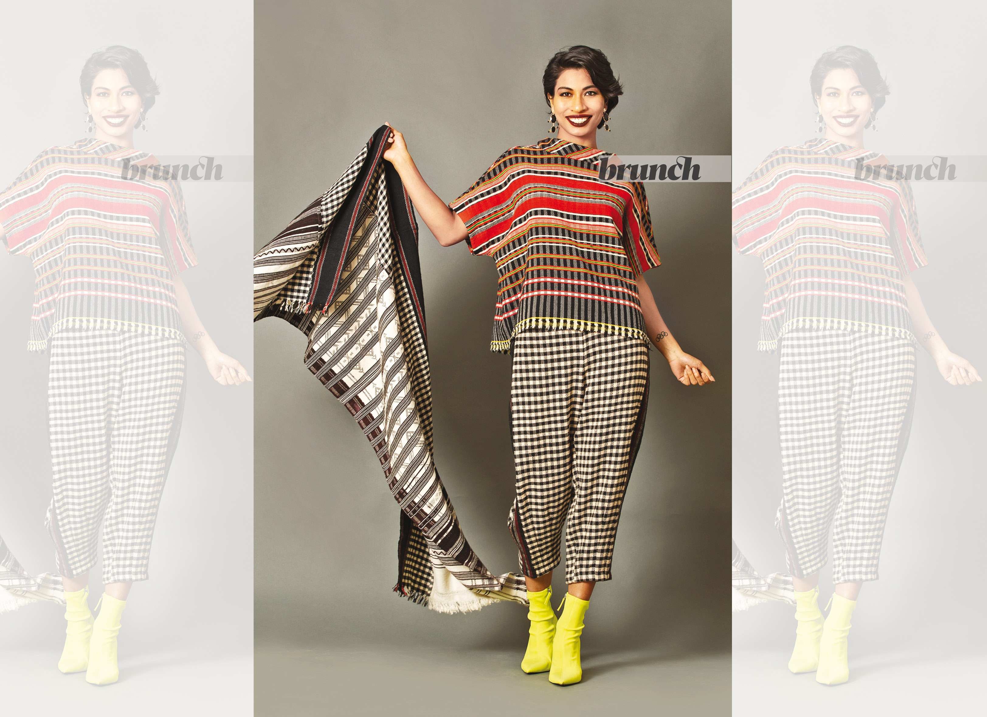 In a tribal woven trouser suit & stole by Rina Singh of Eka, Lovlina shows off the comfort of handspun & handwoven khadi wool from Bikaner, Rajasthan; Shoes: Zara; Jewellery: Amrapali; Outfit courtesy: Rajasthan Heritage Week (Asha Thadani) In a tribal woven trouser suit & stole by Rina Singh of Eka, Lovlina shows off the comfort of handspun & handwoven khadi wool from Bikaner, Rajasthan; Shoes: Zara; Jewellery: Amrapali; Outfit courtesy: Rajasthan Heritage Week (Asha Thadani)