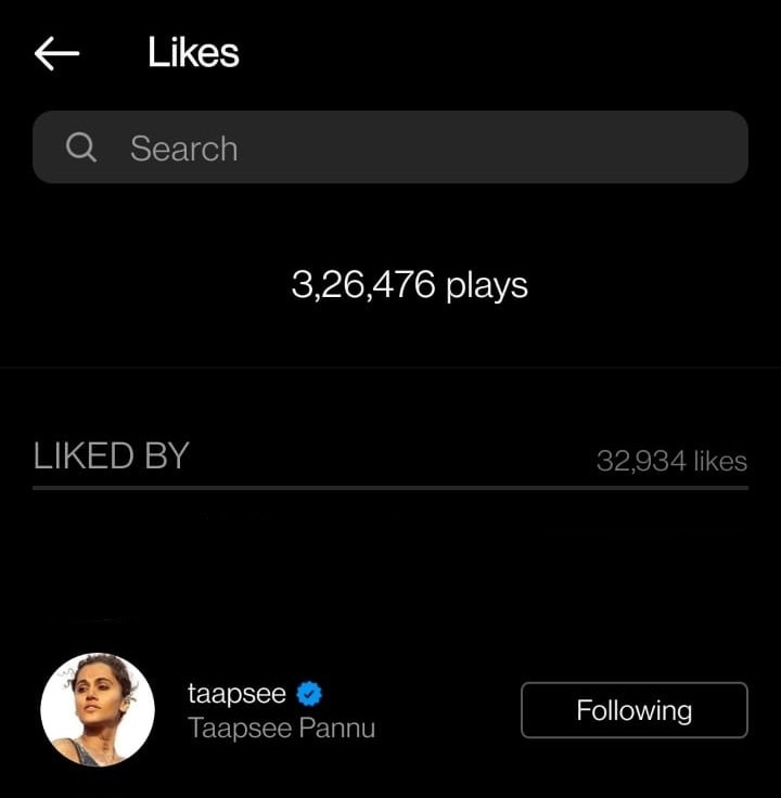 Taapsee Pannu likes the video.&nbsp;