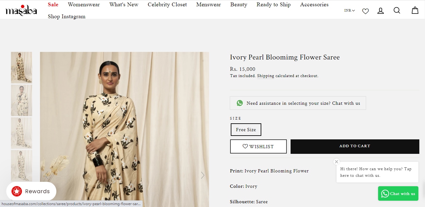 Rani Mukerji's ivory pearl blooming flower saree from House of Masaba (houseofmasaba.com)