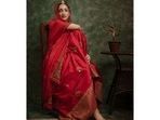 Yami Gautam is fashion goals for bridal trousseau in <span class='webrupee'>₹</span>1 lakh red silk lehenga(Instagram/yamigautam) Yami Gautam is fashion goals for bridal trousseau in <span class='webrupee'>₹</span>1 lakh red silk lehenga(Instagram/yamigautam)