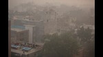 Morning haze and smog envelops the skyline in New Delhi on Friday. (AP) Morning haze and smog envelops the skyline in New Delhi on Friday. (AP)