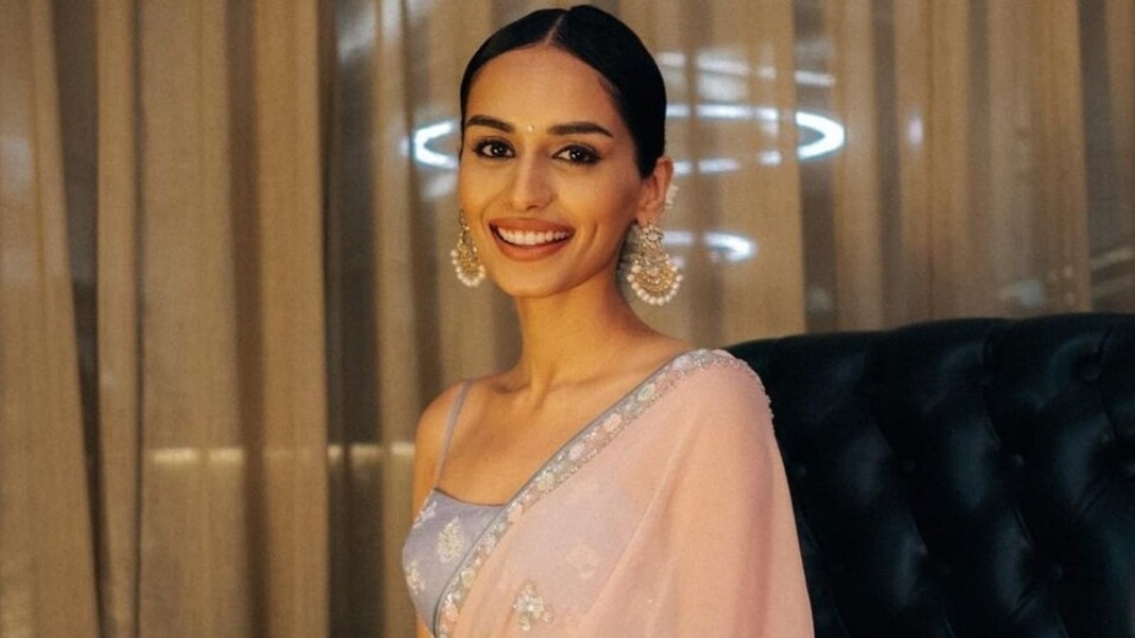 Manushi Chhillar's Chikankari Saree Paired With Bralette Blouse