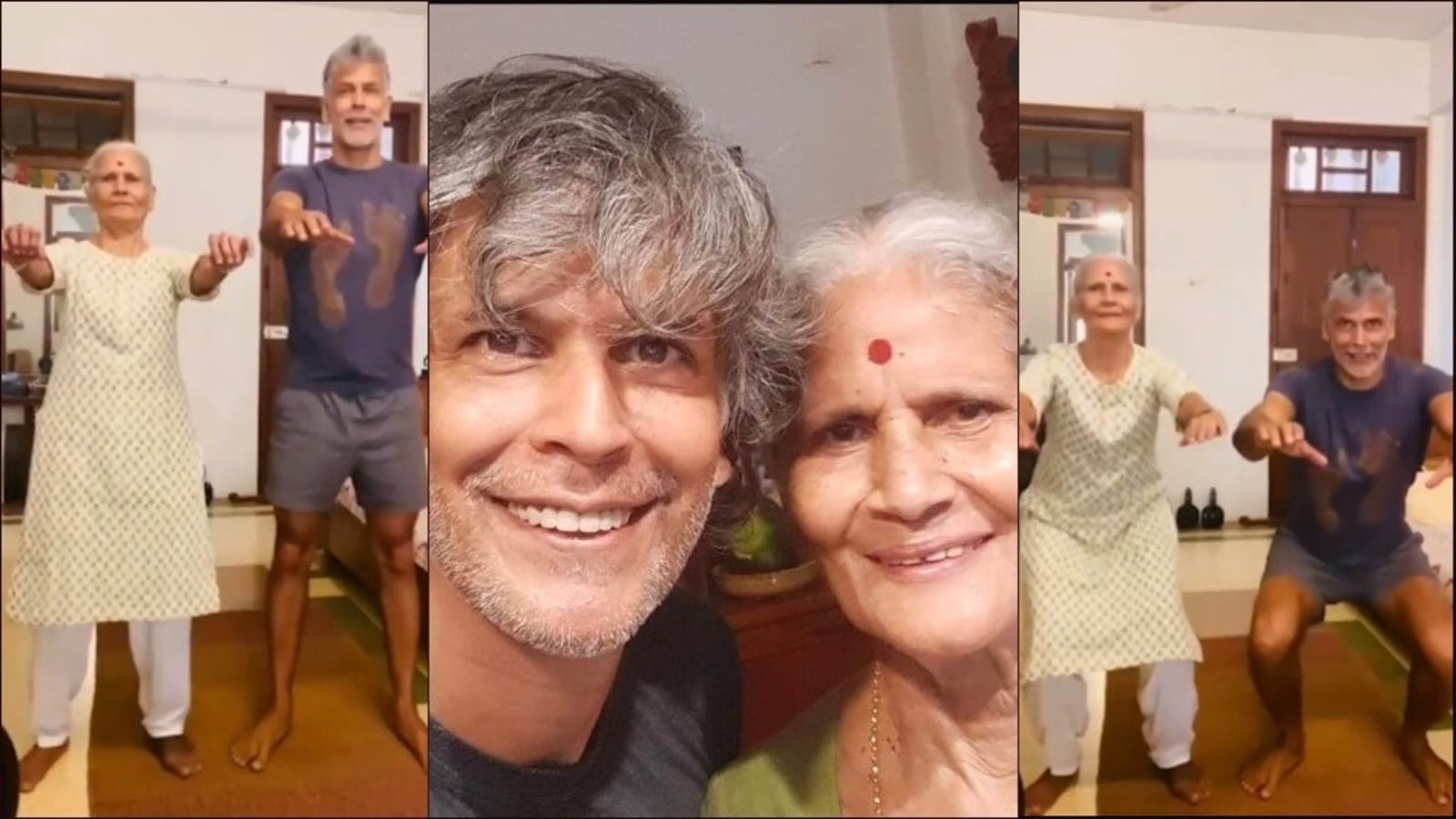 Milind Soman, mother Usha Soman nails squats in inspiring fitness video | Watch