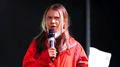 Climate activist Greta Thunberg speaks on the stage after a protest during the COP26 summit in Glasgow, Scotland. (Jane Barlow / AP) Climate activist Greta Thunberg speaks on the stage after a protest during the COP26 summit in Glasgow, Scotland. (Jane Barlow / AP)