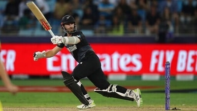 New Zealand's captain Kane Williamson watches the ball go for four during the Cricket Twenty20 World Cup final match between Australia and New Zealand in Dubai, UAE, Sunday, Nov. 14, 2021. (AP) New Zealand's captain Kane Williamson watches the ball go for four during the Cricket Twenty20 World Cup final match between Australia and New Zealand in Dubai, UAE, Sunday, Nov. 14, 2021. (AP)