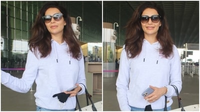 Karishma Tanna was spotted catching a flight out of Mumbai today, November 14, after the news of her engagement to rumoured boyfriend, businessman Varun Bangera made headlines recently. The star rocked a casual-chic ensemble for her jet-set look, and we loved it. (HT Photo/Varinder Chawla) Karishma Tanna was spotted catching a flight out of Mumbai today, November 14, after the news of her engagement to rumoured boyfriend, businessman Varun Bangera made headlines recently. The star rocked a casual-chic ensemble for her jet-set look, and we loved it. (HT Photo/Varinder Chawla)