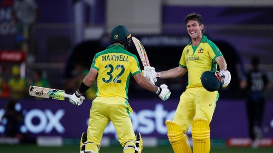 Cricket - ICC Men's T20 World Cup Final - New Zealand v Australia- Dubai International Cricket Stadium, Dubai, United Arab Emirates - November 14, 2021 Australia's Mitchell Marsh and Glenn Maxwell celebrate winning the ICC Men's T20 World Cup REUTERS/Hamad I Mohammed(REUTERS)