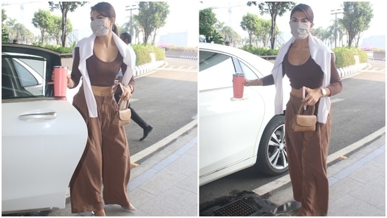 Jacqueline Fernandez in midriff-baring top and flared pants shows how to  rock neutral tones