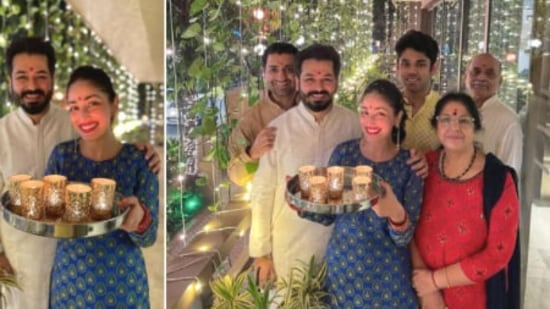 Yami Gautam celebrated her first Diwali after marriage with her husband Aditya Dhar and his family.(Instagram/yamigautam)