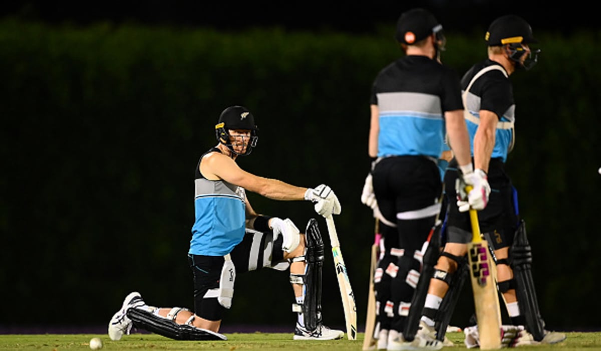 New Zealand players train on the eve of the final. (Getty) New Zealand players train on the eve of the final. (Getty)