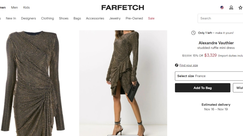 Alexandre Vauthier studded ruffle mini dress.&nbsp;(farfetch.com)