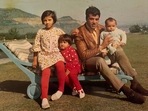 Dharmendra with son Bobby Deol and daughters Vijeta and Ajeita. Dharmendra with son Bobby Deol and daughters Vijeta and Ajeita.