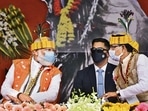 PM Narendra Modi with Madhya Pradesh CM Shivraj Singh Chouhan in Bhopal on Monday. (PTI) PM Narendra Modi with Madhya Pradesh CM Shivraj Singh Chouhan in Bhopal on Monday. (PTI)