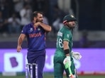 India's Mohammed Shami reacts after Pakistan's Mohammad Rizwan hit consecutive boundaries in his last over of the match during the Cricket Twenty20 World Cup match between India and Pakistan in Dubai India's Mohammed Shami reacts after Pakistan's Mohammad Rizwan hit consecutive boundaries in his last over of the match during the Cricket Twenty20 World Cup match between India and Pakistan in Dubai